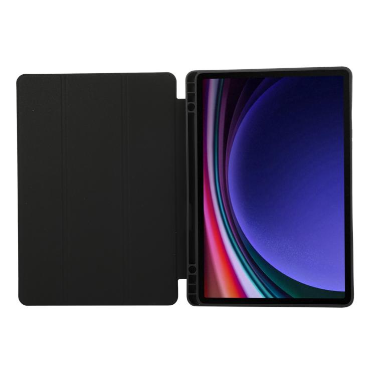 For Samsung Galaxy Tab S10 FE+ 3-Fold Pure Color TPU Leather Tablet Case with Pen Slot(Black) by bashfashion