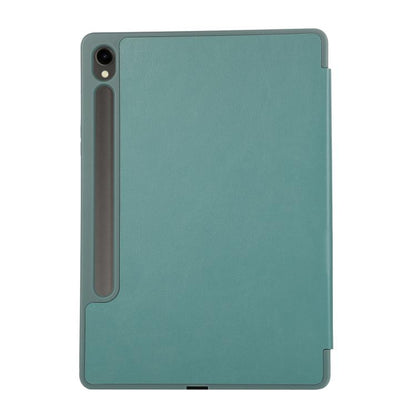 For Samsung Galaxy Tab S10 FE+ 3-Fold Pure Color TPU Leather Tablet Case with Pen Slot(Dark Green) by bashfashion