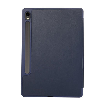 For Samsung Galaxy Tab S10 FE+ 3-Fold Pure Color TPU Leather Tablet Case with Pen Slot(Dark Blue) by bashfashion