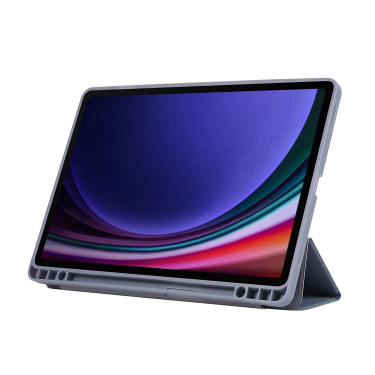 For Samsung Galaxy Tab S10 FE+ 3-Fold Pure Color TPU Leather Tablet Case with Pen Slot(Lavender) by bashfashion