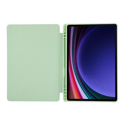 For Samsung Galaxy Tab S10 FE+ 3-Fold Pure Color TPU Leather Tablet Case with Pen Slot(Green) by bashfashion