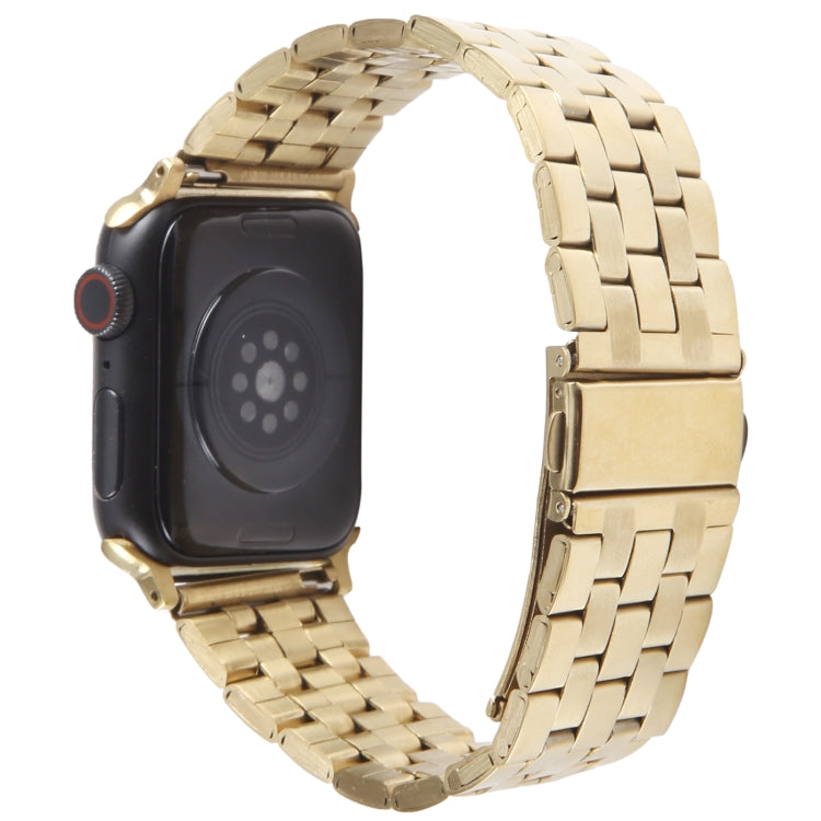 For Apple Watch Series 9 41mm 22mm Ultra-thin Five Beads Stainless Steel Watch Band(Gold) by bashfashion