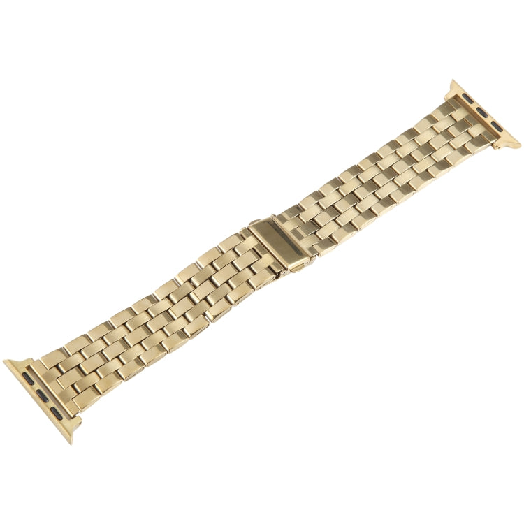 For Apple Watch Series 9 41mm 22mm Ultra-thin Five Beads Stainless Steel Watch Band(Gold) by bashfashion