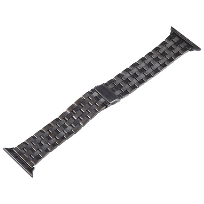 For Apple Watch Ultra 49mm 22mm Ultra-thin Five Beads Stainless Steel Watch Band(Black) by bashfashion