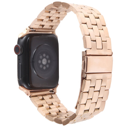 For Apple Watch Series 8 45mm 22mm Ultra-thin Five Beads Stainless Steel Watch Band(Rose Gold) by bashfashion