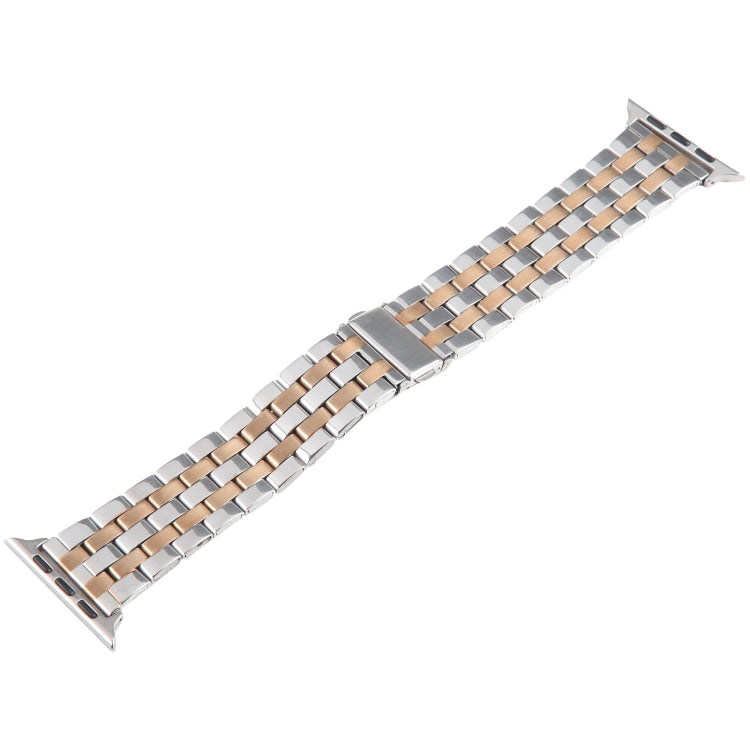 For Apple Watch Series 6 44mm 22mm Ultra-thin Five Beads Stainless Steel Watch Band(Silver Rose Gold) by bashfashion