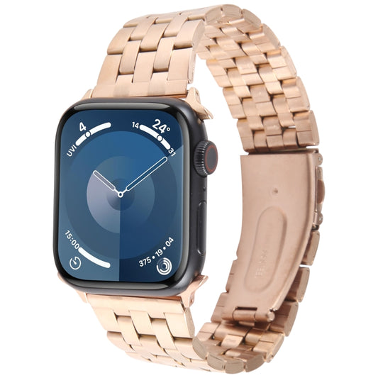 For Apple Watch Series 4 40mm 22mm Ultra-thin Five Beads Stainless Steel Watch Band(Rose Gold) by bashfashion