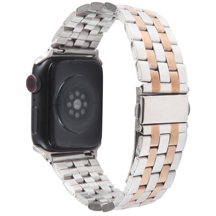 For Apple Watch Series 4 40mm 22mm Ultra-thin Five Beads Stainless Steel Watch Band(Silver Rose Gold) by bashfashion