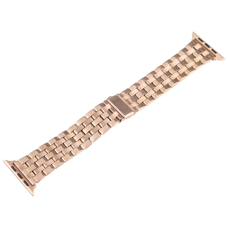 For Apple Watch Series 3 42mm 22mm Ultra-thin Five Beads Stainless Steel Watch Band(Rose Gold) by bashfashion