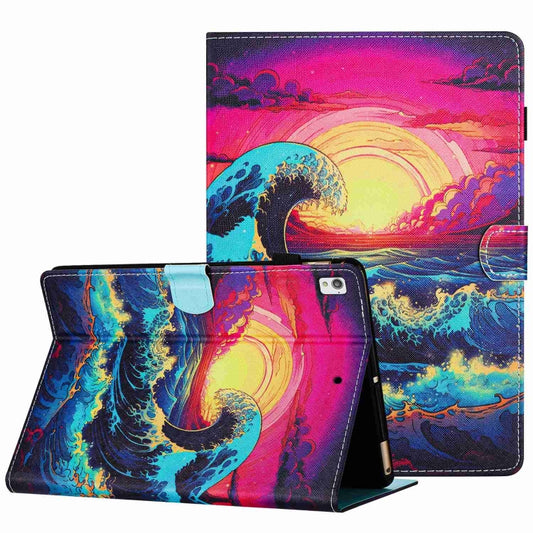 For Samsung Galaxy Tab A7 Lite T220 Painted Pattern Stitching Leather Tablet Case(Waves) by bashfashion