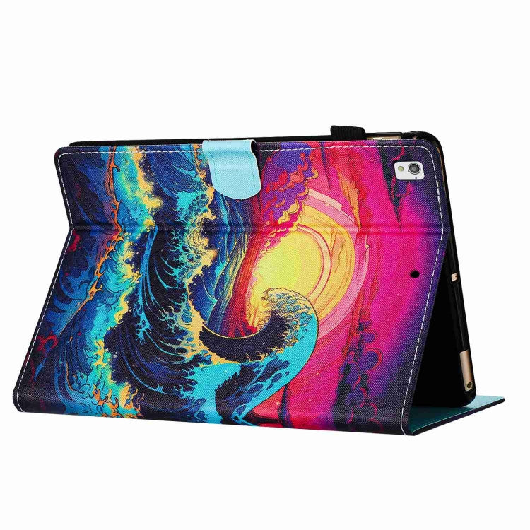 For Samsung Galaxy Tab A7 Lite T220 Painted Pattern Stitching Leather Tablet Case(Waves) by bashfashion