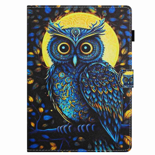 For Samsung Galaxy Tab A11 / A9 Painted Pattern Stitching Smart Leather Tablet Case(Moonlight Eagle) by bashfashion