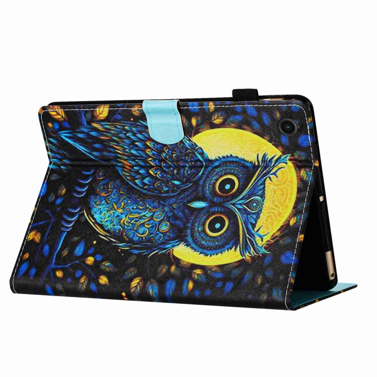 For Samsung Galaxy Tab A11 / A9 Painted Pattern Stitching Smart Leather Tablet Case(Moonlight Eagle) by bashfashion