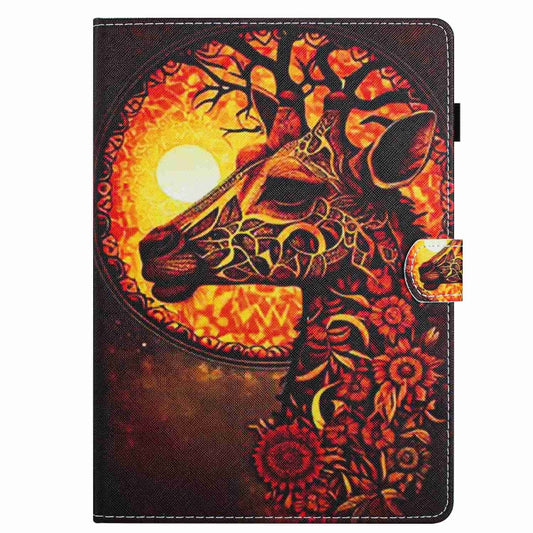 For Samsung Galaxy Tab A7 2020 T500 Painted Pattern Stitching Smart Leather Tablet Case(Flower Deer) by bashfashion