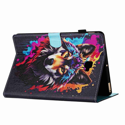 For Samsung Galaxy Tab A 10.1 T580 Painted Pattern Stitching Smart Leather Tablet Case(Colorful Wolf) by bashfashion
