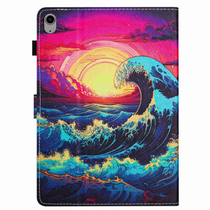 For iPad 2025 / 2022 Painted Pattern Stitching Smart Leather Tablet Case(Waves) by bashfashion