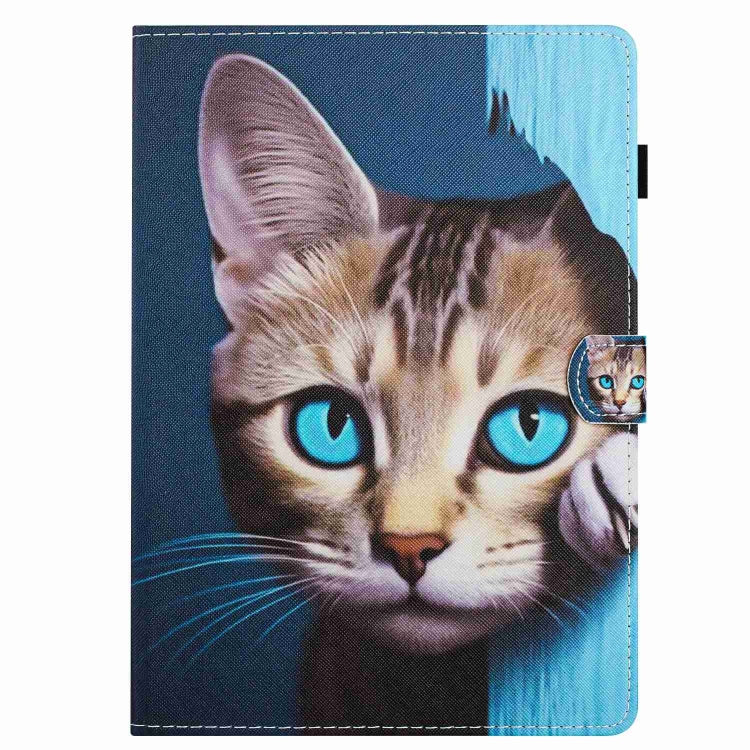 For iPad mini 2024 / mini 6 Painted Pattern Stitching Smart Leather Tablet Case(Blue Cat) by bashfashion