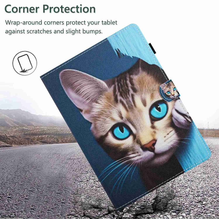 For iPad mini 2024 / mini 6 Painted Pattern Stitching Smart Leather Tablet Case(Blue Cat) by bashfashion