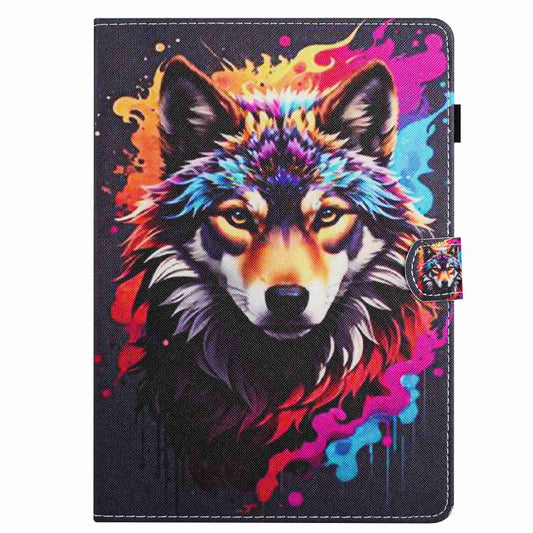 For iPad 10.2 2020 / 2019 Painted Pattern Stitching Smart Leather Tablet Case(Colorful Wolf) by bashfashion