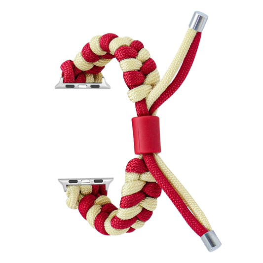 For Apple Watch Series 9 45mm Paracord Fishtail Braided Silicone Bead Watch Band(Red Light Yellow) by bashfashion