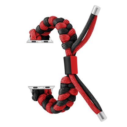 For Apple Watch Series 8 41mm Paracord Fishtail Braided Silicone Bead Watch Band(Black Red) by bashfashion
