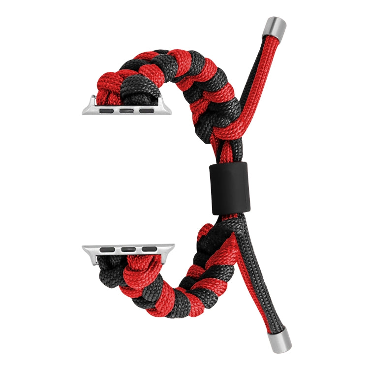 For Apple Watch Series 8 45mm Paracord Fishtail Braided Silicone Bead Watch Band(Black Red) by bashfashion