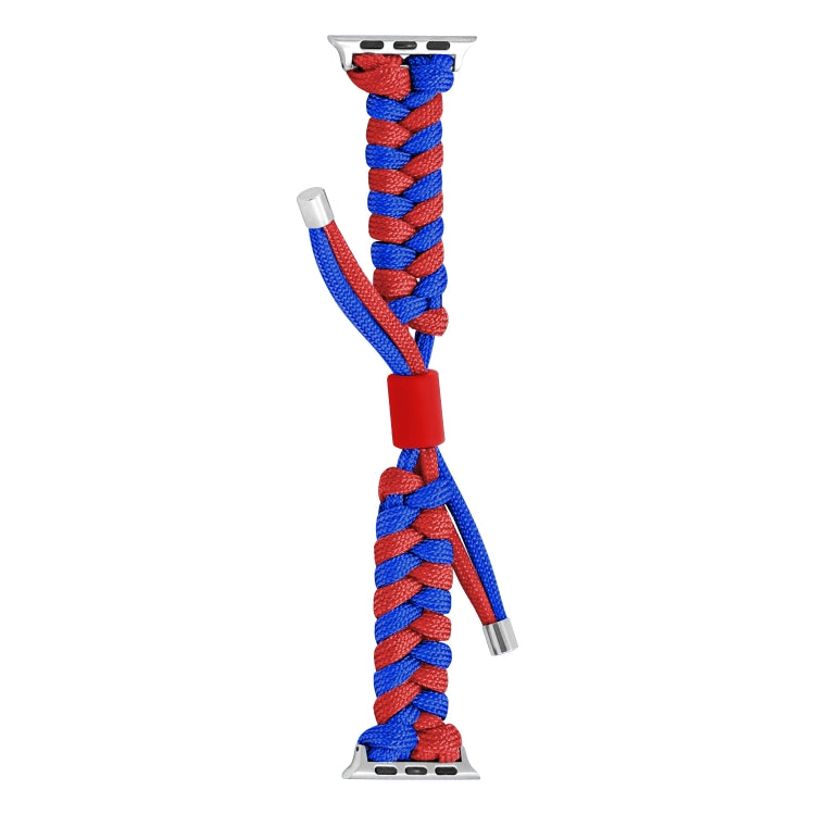For Apple Watch SE 2022 44mm Paracord Fishtail Braided Silicone Bead Watch Band(Blue Red) by bashfashion