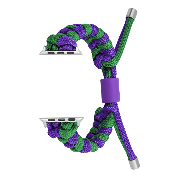 For Apple Watch Series 7 41mm Paracord Fishtail Braided Silicone Bead Watch Band(Dark Purple Green) by bashfashion