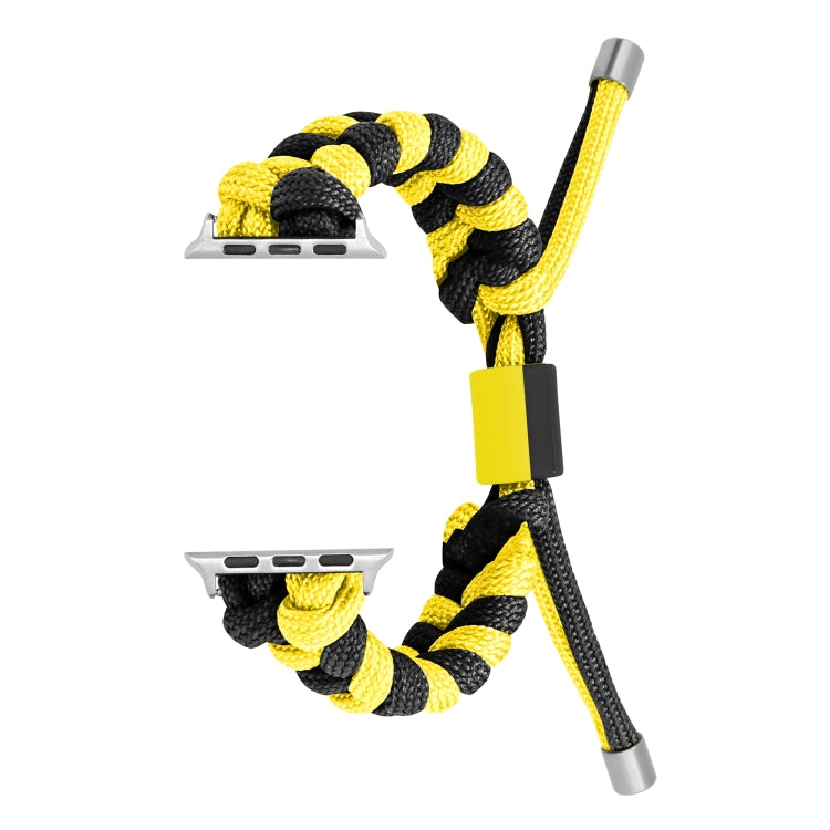 For Apple Watch Series 7 45mm Paracord Fishtail Braided Silicone Bead Watch Band(Black Yellow) by bashfashion