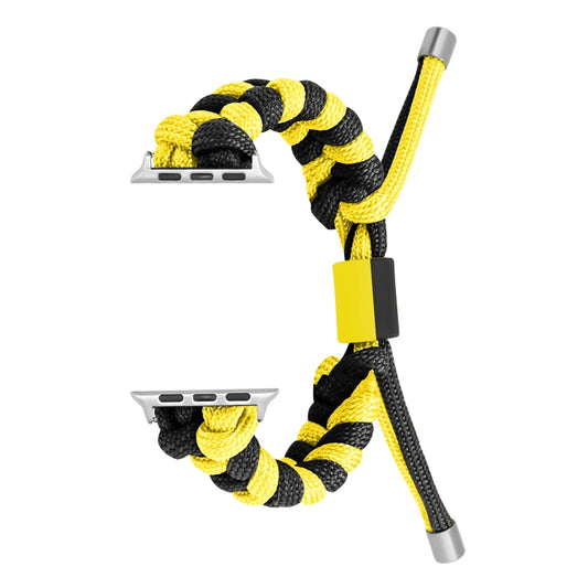 For Apple Watch SE 40mm Paracord Fishtail Braided Silicone Bead Watch Band(Black Yellow) by bashfashion