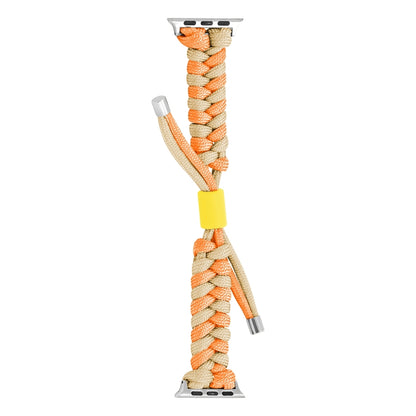For Apple Watch SE 40mm Paracord Fishtail Braided Silicone Bead Watch Band(Orange Yellow) by bashfashion