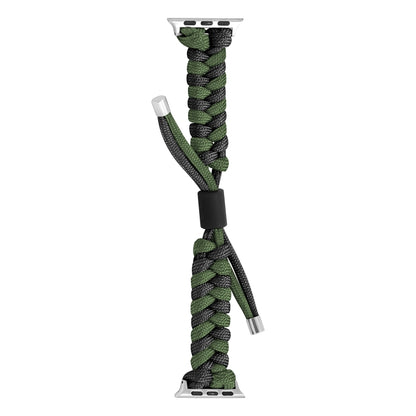 For Apple Watch Series 6 40mm Paracord Fishtail Braided Silicone Bead Watch Band(Black Army Green) by bashfashion