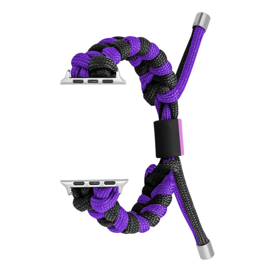 For Apple Watch Series 6 40mm Paracord Fishtail Braided Silicone Bead Watch Band(Black Purple) by bashfashion