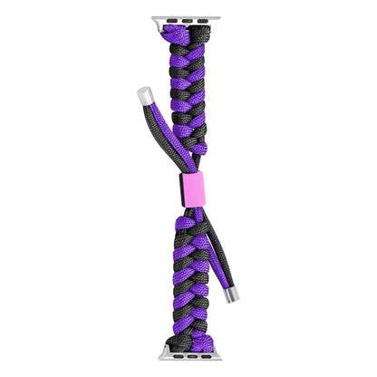 For Apple Watch Series 6 40mm Paracord Fishtail Braided Silicone Bead Watch Band(Black Purple) by bashfashion