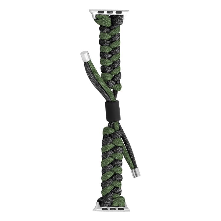 For Apple Watch Series 6 44mm Paracord Fishtail Braided Silicone Bead Watch Band(Black Army Green) by bashfashion