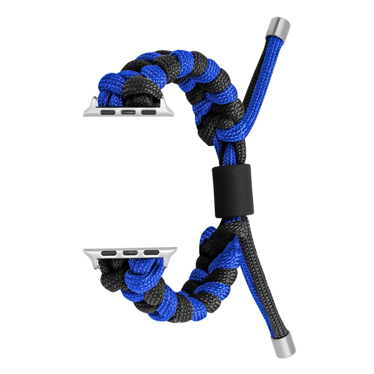 For Apple Watch Series 6 44mm Paracord Fishtail Braided Silicone Bead Watch Band(Black Blue) by bashfashion