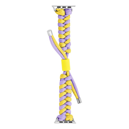 For Apple Watch Series 6 44mm Paracord Fishtail Braided Silicone Bead Watch Band(Purple Yellow) by bashfashion