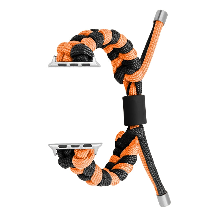 For Apple Watch Series 4 44mm Paracord Fishtail Braided Silicone Bead Watch Band(Black Orange) by bashfashion