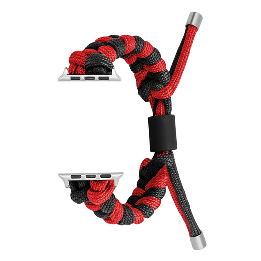 For Apple Watch Series 4 44mm Paracord Fishtail Braided Silicone Bead Watch Band(Black Red) by bashfashion
