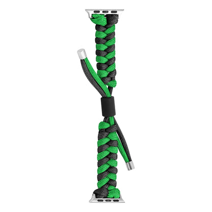 For Apple Watch Series 4 44mm Paracord Fishtail Braided Silicone Bead Watch Band(Black Green) by bashfashion