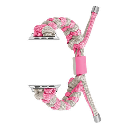 For Apple Watch Series 4 44mm Paracord Fishtail Braided Silicone Bead Watch Band(Pink Grey) by bashfashion
