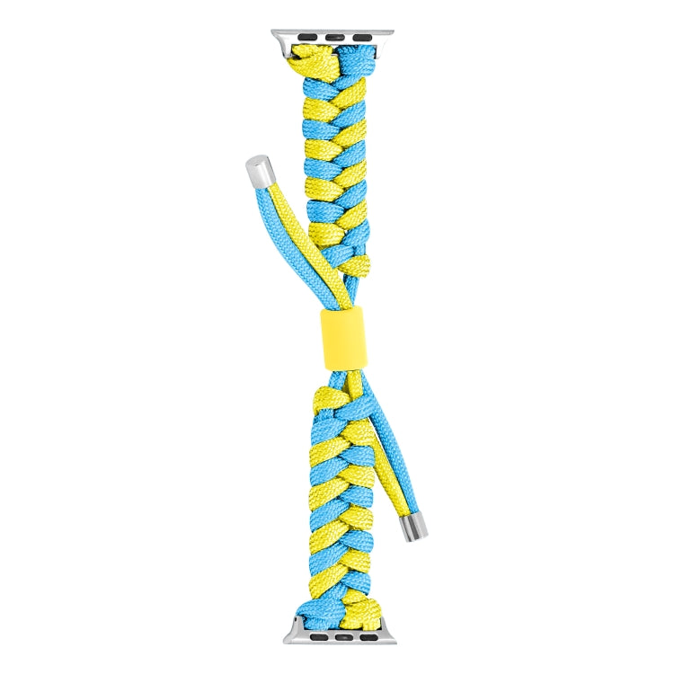 For Apple Watch Series 4 40mm Paracord Fishtail Braided Silicone Bead Watch Band(Light Blue Yellow) by bashfashion