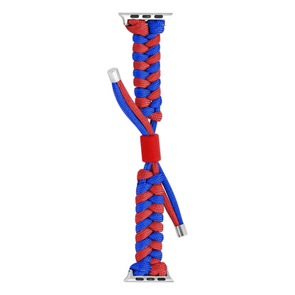 For Apple Watch Series 4 40mm Paracord Fishtail Braided Silicone Bead Watch Band(Blue Red) by bashfashion