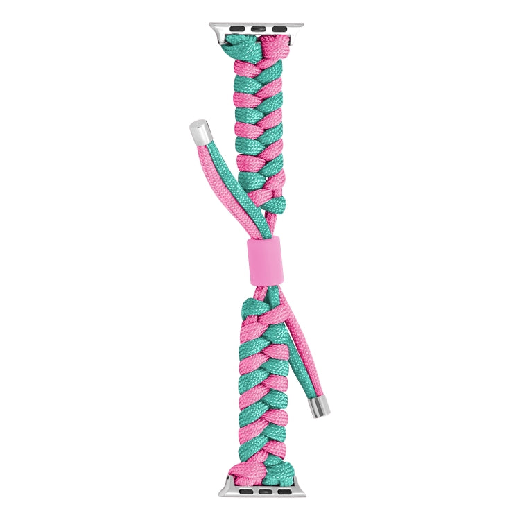 For Apple Watch Series 4 40mm Paracord Fishtail Braided Silicone Bead Watch Band(Rose Red Green) by bashfashion