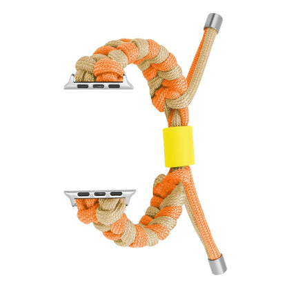 For Apple Watch Series 3 42mm Paracord Fishtail Braided Silicone Bead Watch Band(Orange Yellow) by bashfashion