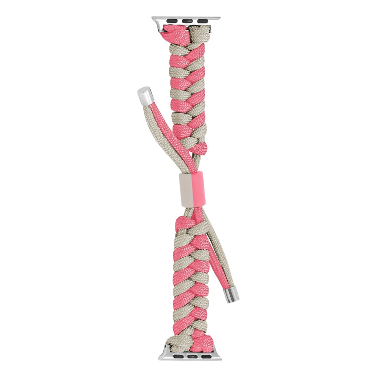 For Apple Watch Series 2 42mm Paracord Fishtail Braided Silicone Bead Watch Band(Pink Grey) by bashfashion