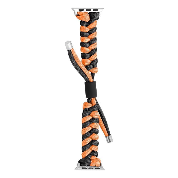 For Apple Watch Series 2 38mm Paracord Fishtail Braided Silicone Bead Watch Band(Black Orange) by bashfashion