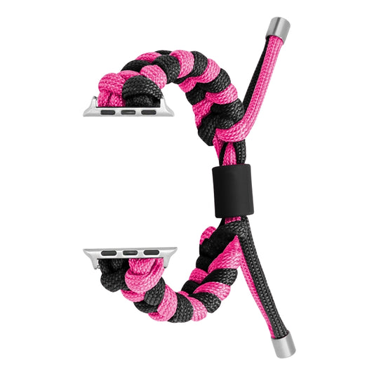 For Apple Watch Series 2 38mm Paracord Fishtail Braided Silicone Bead Watch Band(Black Rose Red) by bashfashion