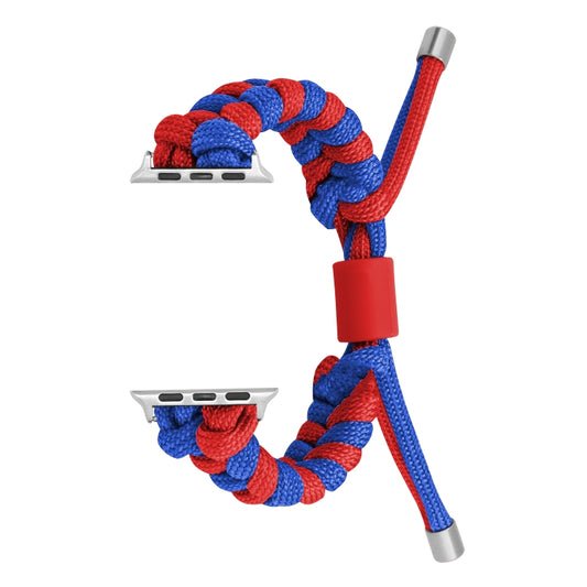 For Apple Watch Series 2 38mm Paracord Fishtail Braided Silicone Bead Watch Band(Blue Red) by bashfashion