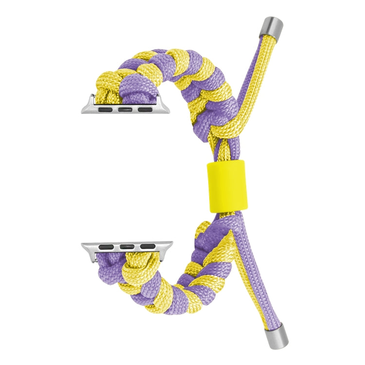 For Apple Watch 42mm Paracord Fishtail Braided Silicone Bead Watch Band(Purple Yellow) by bashfashion